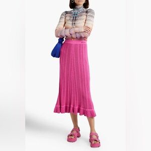 GANNI Pink Ruffle Skirt